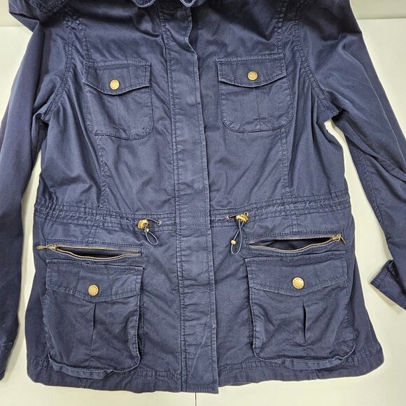 LL Bean Womens Utility Jacket M P Blue Field Military Chore Safari Barn Gorpcore - Picture 9 of 16